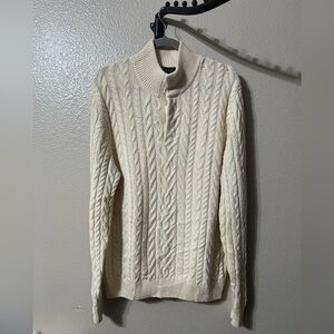 Brooks Brothers Men's Cream Cable Knit Sweater Lg.